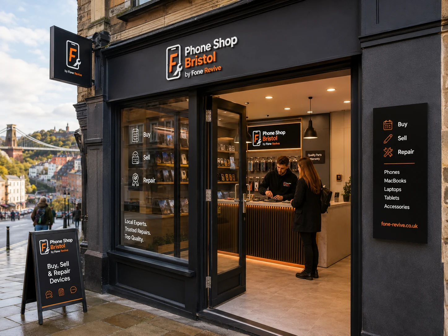 Phone Shop Bristol storefront and interior by Fone Revive